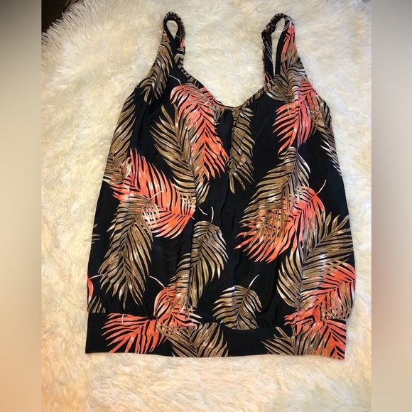 VENUS Black Orange and Tan Swim Tankini size 14 NWOT - Picture 2 of 10